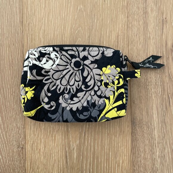 Vera Bradley Medium Cosmetic Pouch Baroque Black Yellow Toiletry Makeup Bag - Picture 7 of 16